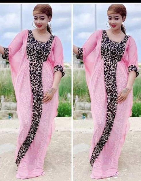 Dubai Abaya with Arabic Kaftan Style and Leopard Print